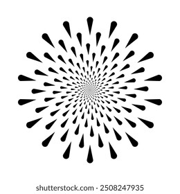 radial de meio-tom de estrela, explosão gráfica em forma de círculo, meio-tom de gradiente pontilhado de explosão de estrela de fogos de artifício, plano de fundo espiral geométrico