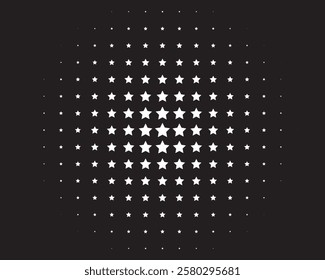 Star Halftone Vector. Halftone Pattern with Stars on Dark Background