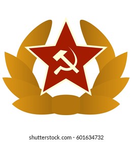 The star with the hammer and sickle. Badge of Soviet troops. The illustration on a white background.