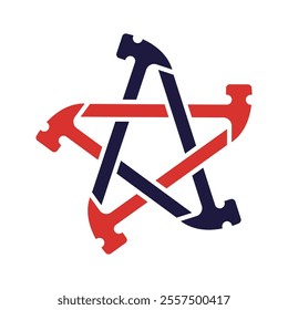 Star with hammer vector logo design