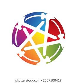 Star with hammer vector logo design