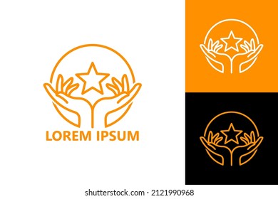Diseño vectorial de la plantilla de logotipo de cuidado manual de Star
