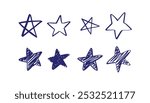 Star hand drawn blue marker pen. Doodle star sketch drawing. Vector illustration