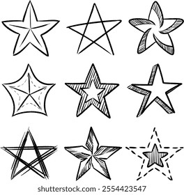  Star hand drawn brush style