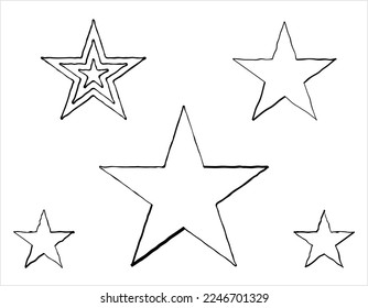 Star Hand Drawn Doodle Icon, Star Polygon Geometric Shape Icon, Non-Convex Polygon, Pentagram, Penta Vector Art Illustration, Doodle Sketch Style