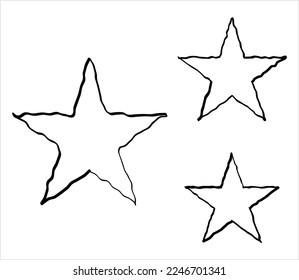 Star Hand Drawn Doodle Icon, Star Polygon Geometric Shape Icon, Non-Convex Polygon, Pentagram, Penta Vector Art Illustration, Doodle Sketch Style