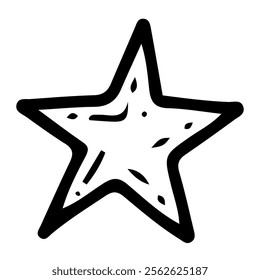 Star hand drawn doodle illustration. Celestial shiny object on night sky. Space. Planet. Symbol of success, best achievement, winning rank. Vector line art.