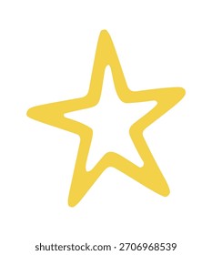 estrela mão desenhado rabiscar. Ícone de ilustração de doodle vetorial isolado em bloco branco.