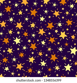 Star, hand drawn  illustration, vector seamless pattern.