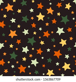 Star, hand drawn  illustration, vector seamless pattern.