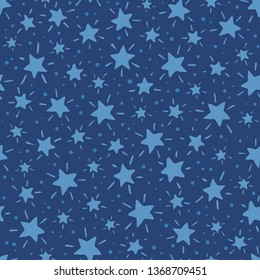 Star, hand drawn  illustration, vector seamless pattern.
