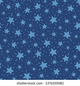 Star, hand drawn  illustration, vector seamless pattern.