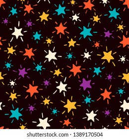 Star, hand drawn  illustration, vector seamless pattern.