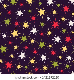 Star, hand drawn  illustration, vector seamless pattern.
