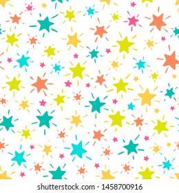 Star, hand drawn  illustration, vector seamless pattern.