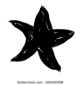 star hand drawn paint object with brush ,star vector icon symbol