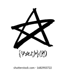 Stern. Handgezeichnetes Farbobjekt für den Designgebrauch. Abstrakte Pinselzeichnung. Vektorillustration Art Illustration Grunge Star. Einzeln auf weißem Hintergrund.