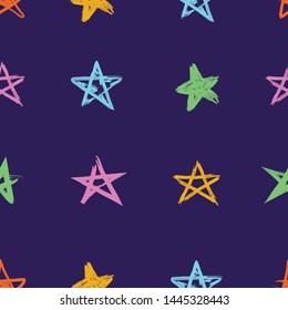 star hand drawn seamless pattern background with colorful color