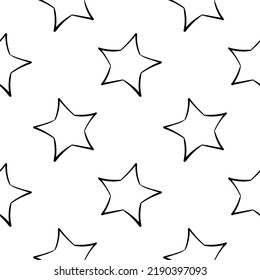 star hand drawn seamless pattern on white background