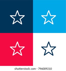 Star hand drawn symbol outline four color material and minimal icon logo set in red and blue
