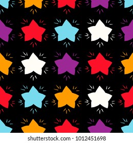 Star, hand drawn vector illustration, seamless pattern.