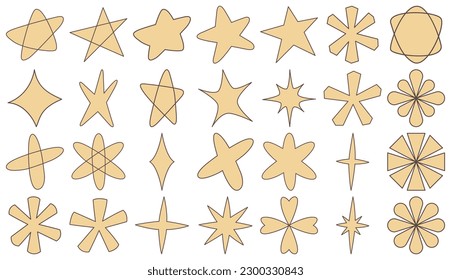 Star hand drawn  vector set, Star simple cartoon style, Hand drawn decorative elements.