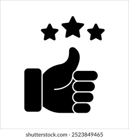 star and hand icon, star rating feedback icon set vector design illustration template, customer review, quality rating vector stroke, on white background.