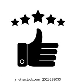 Icono de estrella y mano, Plantilla de ilustración de diseño de Vector de conjunto de iconos de Comentarios de calificación de estrellas, revisión del Cliente, carrera de Vector de calificación de calidad, sobre fondo blanco.