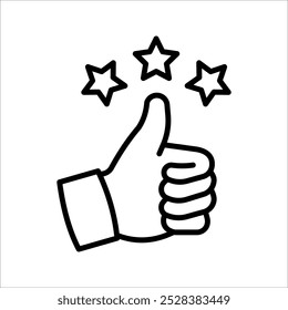 star and hand icon, star rating feedback icon set vector design illustration template, customer review, quality rating vector stroke, on white background.