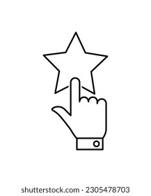 star with hand icon, vector best line icon.
