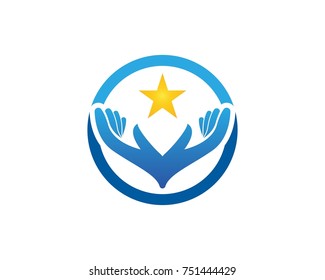 Star hand logo design template