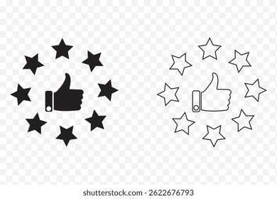 Star with Hand rating Icon. Vector illustration.