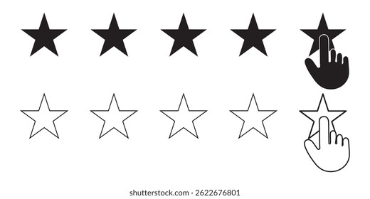 Star with Hand rating Icon. Vector illustration.