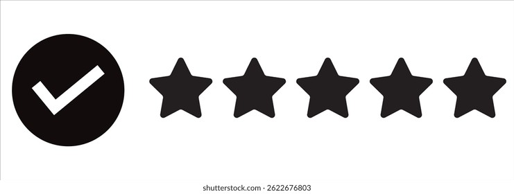 Estrella con el icono de calificación de la mano. Ilustración vectorial.