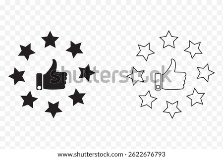 Star with Hand rating Icon. Vector illustration.