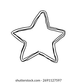 Estrella dibujada a mano icono Monocromo Ilustración vectorial con múltiples líneas superpuestas.