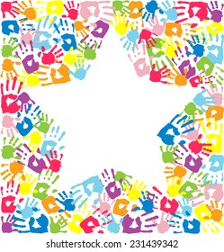 Star of the handprints of father, mother and children
