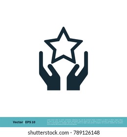 Star and Hands Holding Icon Vector Logo Template Illustration Design. Vector EPS 10.