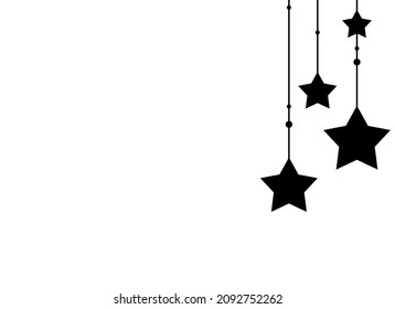 Star hanging from top isolated  on png or transparent  background. Graphic resources for Christmas, New Year, Birthdays and luxury card. Vector illustration 
