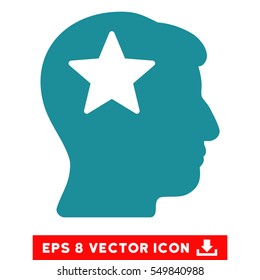 Star Head EPS vector pictograph. Illustration style is flat iconic soft blue symbol on white background.