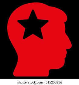 Star Head vector icon. Style is flat graphic symbol, red color, black background.