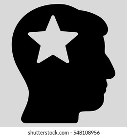 Star Head vector icon. Style is flat graphic symbol, black color, light gray background.