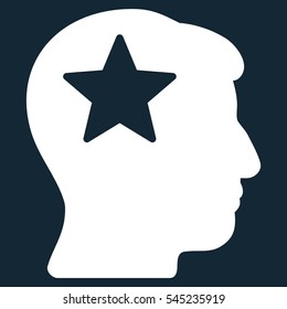Star Head vector pictogram. Style is flat graphic symbol, white color, dark blue background.