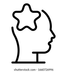 Star head winner icon. Outline star head winner vector icon for web design isolated on white background