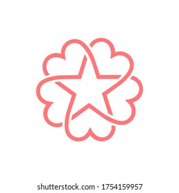 star with heart for Company logo template.