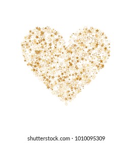 Star heart as a constellation love explosion vector illustration.  Modern love galaxy made of flying gold stars vector. Rich heart symbol Valentine graphic design.
