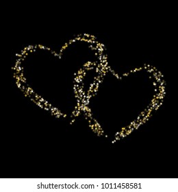 Star heart as a constellation love explosion vector illustration.  Stylish love galaxy made of flying gold stars vector. Premium heart symbol Valentine graphic design.