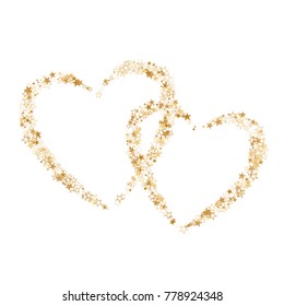 Star heart as a constellation love explosion vector illustration.  Cosmic love galaxy made of flying gold stars and twinkling sparkles vector. Premium heart symbol Valentine graphic design.