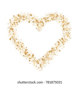 Star heart as a constellation love explosion vector illustration.  Shining love galaxy made of flying gold stars vector. Glorious heart symbol Valentine graphic design.