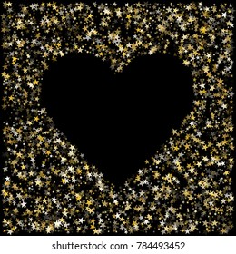Star heart as a constellation love explosion vector illustration.  Romantic love galaxy made of flying gold stars vector. Glorious heart symbol Valentine graphic design.